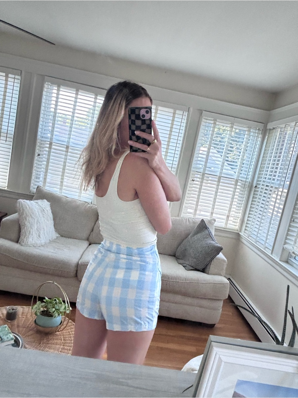 Altar’d State Gingham Mini Skirt Skort | Size Small - Picture 3 of 6